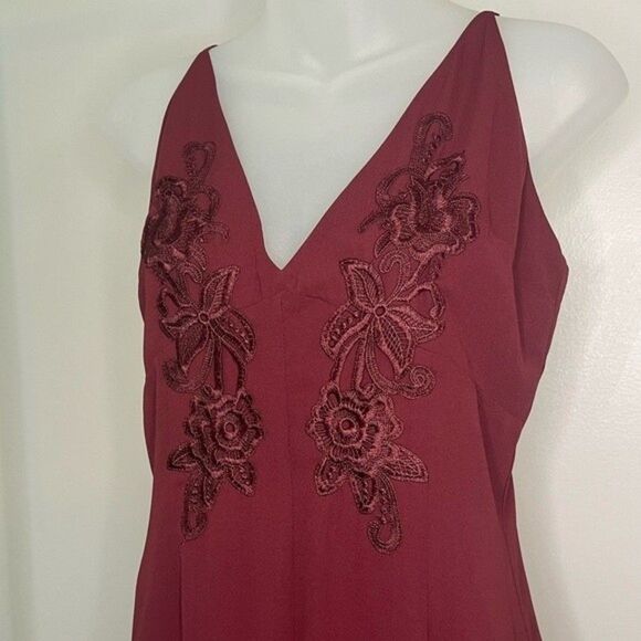 Leith Maroon Red Floral Embroidered Sleeveless Jumpsuit Size Small - Picture 6 of 6
